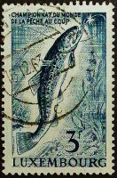 Почтовая марка. "Чемпионат мира по рыбной ловле, Вормельданж". 1963 год, Люксембург. Почтовая марка. "Чемпионат мира по рыбной ловле, Вормельданж". 1963 год, Люксембург.