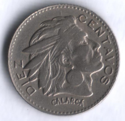 Монета 10 сентаво. 1966 год, Колумбия.