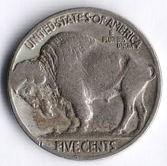 Монета 5 центов. 1937 год, США.