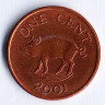 Монета 1 цент. 2001 год, Бермудские острова.