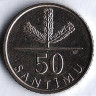Монета 50 сантимов. 2009 год, Латвия.