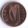 Монета 1 пенни. 2000 год, Ирландия.