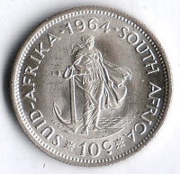 Монета 10 центов. 1964 год, ЮАР.