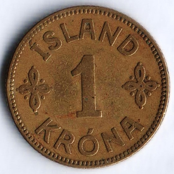 Монета 1 крона. 1925 год, Исландия. HCN;GJ.