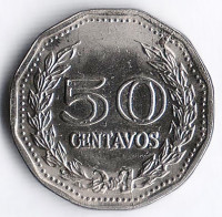 Монета 50 сентаво. 1975 год, Колумбия.