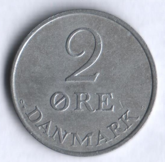 Монета 2 эре. 1968 год, Дания. C;S.