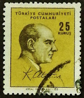 Почтовая марка. "Кемаль Ататюрк". 1966 год, Турция.