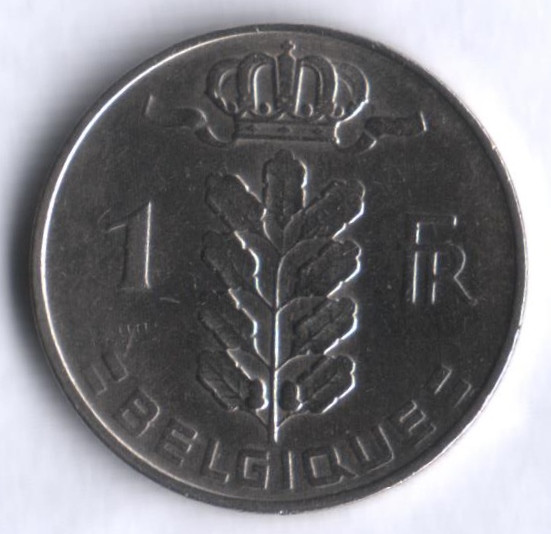 Монета 1 франк. 1969 год, Бельгия (Belgique).