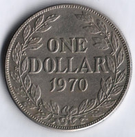 Монета 1 доллар. 1970(d) год, Либерия.