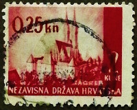 Почтовая марка. "Кафедральный собор Загреба". 1942 год, Хорватия.