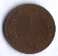 Монета 1 цент. 1902 год, Нидерланды.