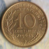 Монета 10 сантимов. 1963 год, Франция.