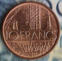 Монета 10 франков. 1974 год, Франция.