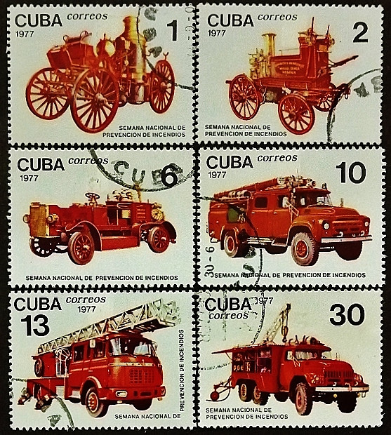Набор почтовых марок (6 шт.). "Неделя противопожарной безопасности". 1977 год, Куба. Набор почтовых марок (6 шт.). "Неделя противопожарной безопасности". 1977 год, Куба.