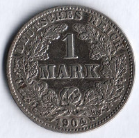 Монета 1 марка. 1904 год (J), Германская империя.