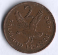 2 пенса. 1980 год, Фолклендские острова.
