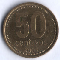 Монета 50 сентаво. 2009 год, Аргентина.
