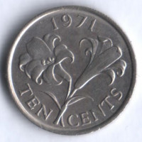 Монета 10 центов. 1971 год, Бермудские острова.