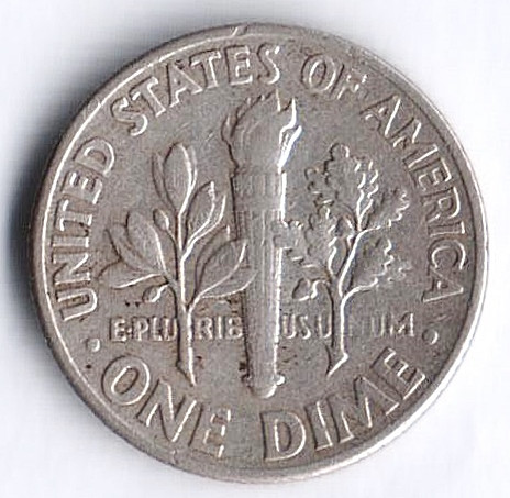 Монета 10 центов. 1961 год, США.