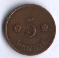 5 пенни. 1932 год, Финляндия.