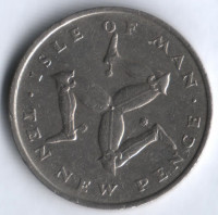Монета 10 новых пенсов. 1975 год, Остров Мэн.