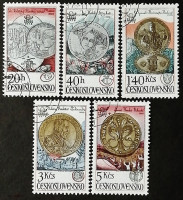 Набор почтовых марок (5 шт.). "Выставка марок, Прага-1978". 1978 год, Чехословакия.
