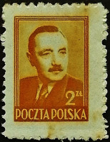 Марка почтовая (2 zl.). "Президент Польши Болеслав Берут". 1949 год, Польша.