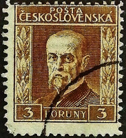 Почтовая марка (3 kr.). "Томаш Масарик". 1926 год, Чехословакия.