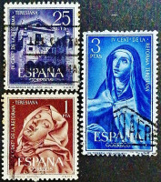 Набор почтовых марок (3 шт.). "400 лет Терезианской Реформации". 1962 год, Испания.