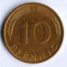 Монета 10 пфеннигов. 1992(J) год, ФРГ.