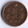 Монета 25 эре. 2002 год, Дания.