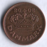 Монета 25 эре. 2002 год, Дания.