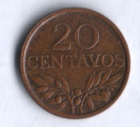 Монета 20 сентаво. 1972 год, Португалия.