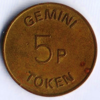 Игровой жетон "GM" 5 пенсов, Великобритания (Ноттингем).