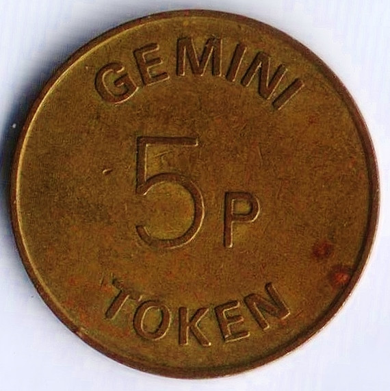 Игровой жетон "GM" 5 пенсов, Великобритания (Ноттингем).