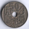 Монета 50 сентимо. 1949(51) год, Испания.