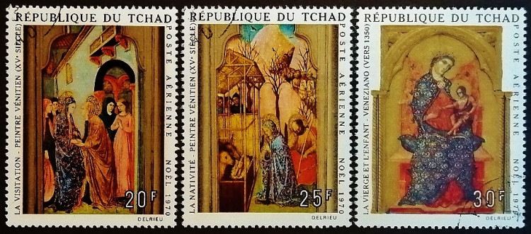 Набор почтовых марок (3 шт.). "Рождество - 1970 (2)". 1970 год, Чад.