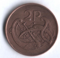 Монета 2 пенса. 1975 год, Ирландия.