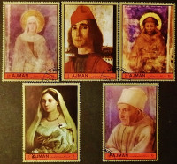 Набор марок (5 шт.) с блоком. "Портреты (II)". 1972 год, Аджман.