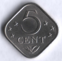 Монета 5 центов. 1971 год, Нидерландские Антильские острова.