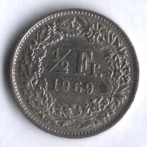 1/2 франка. 1969 "В" год, Швейцария.
