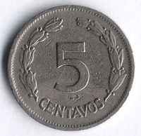 Монета 5 сентаво. 1937(HF) год, Эквадор.