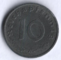 Монета 10 рейхспфеннигов. 1942 год (A), Третий Рейх.