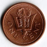 Монета 1 цент. 2004 год, Барбадос.