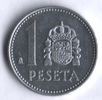 Монета 1 песета. 1986 год, Испания.