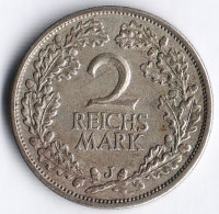 Монета 2 рейхсмарки. 1926 год (J), Веймарская республика.