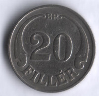 Монета 20 филлеров. 1926 год, Венгрия.
