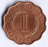 Монета 1 цент. 1956 год, Британский Гондурас.