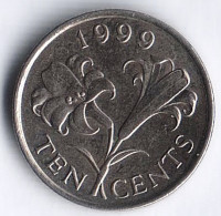 Монета 10 центов. 1999 год, Бермудские острова.