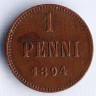 Монета 1 пенни. 1894 год, Великое Княжество Финляндское.